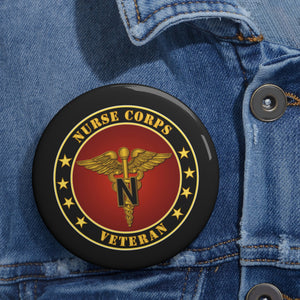 Custom Pin Buttons - Army - Nurse Corps Veteran