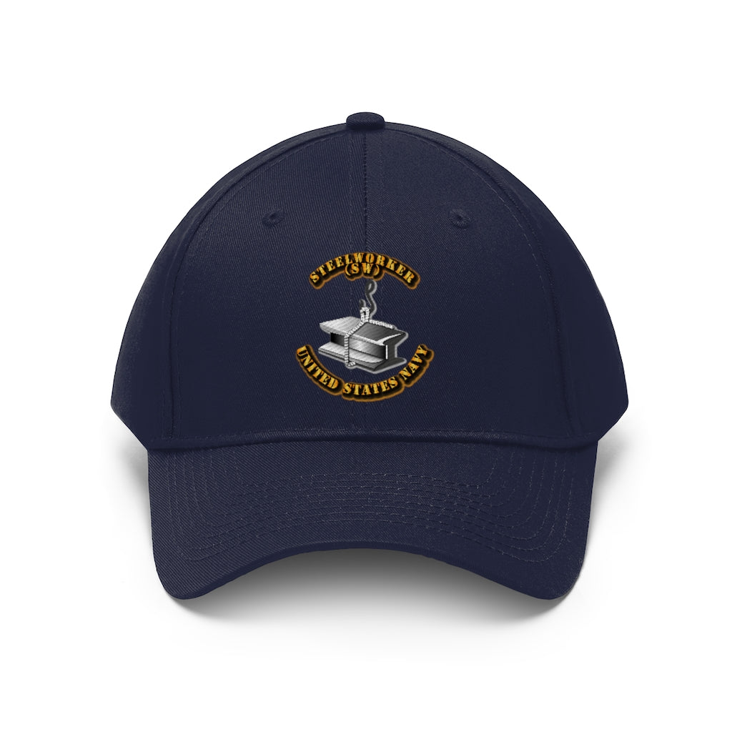 Unisex Twill Hat - Navy - Rate - Navy Steelworker - Direct to Garment (DTG) - Printed