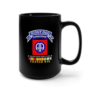 Black Mug 15oz - Army - 37th Scout Dog Platoon - 82nd Airborne Div w VN SVC