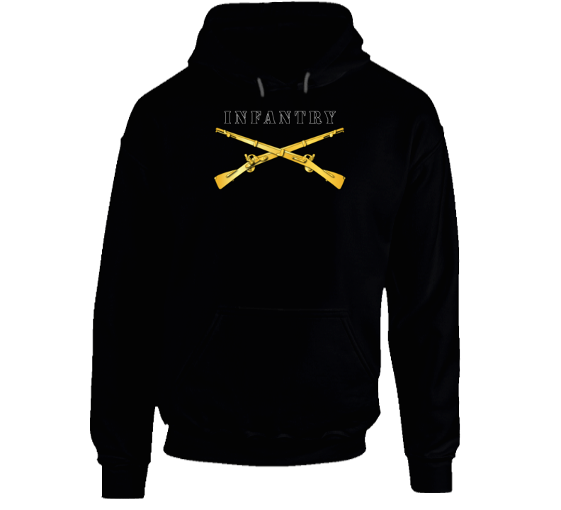 Army - Infantry Br - Crossed Rifles W  Blk Txt White Outline Hoodie