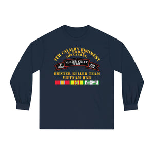 Unisex Classic Long Sleeve T-Shirt - Army - F Troop, 4th Cavalry, Hunter Killer Team, Vietnam War with Vietnam Service Ribbons