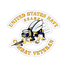 Load image into Gallery viewer, Kiss-Cut Stickers - Navy - Seabee - Combat Veteran - No Shadow
