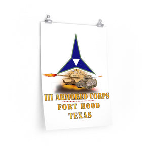 Premium Matte vertical posters - Army - III Armored Corps - M1A1 - M2 Bradely Firing - Fort Hood Texas X 300