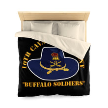 Load image into Gallery viewer, Microfiber Duvet Cover - Army - 10th Cavalry Regiment - Buffalo Soldiers
