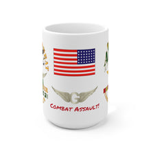 Load image into Gallery viewer, Ceramic Mug 15oz - Army - Combat Veteran - Vietnam Door Gunner - Air Assault with Aviation Branch and Vietnam Service Ribbons
