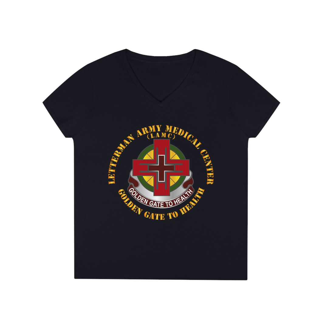 Ladies' V-Neck T-Shirt - Army - Letterman Army Medical Center - Dui - Golden Gate To Health