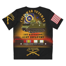 Load image into Gallery viewer, Unisex AOP Cut &amp; Sew T-Shirt - Cold War Veteran - 1st Battalion, 41st Infantry Regiment with M113/Guidon with Cold War Service Ribbons
