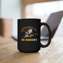 Load image into Gallery viewer, Black Mug 15oz -  Navy - Seabee - Vietnam Veteran - Step VN VET
