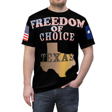 Load image into Gallery viewer, AOP - Black Shirt - Texas -  Freedom of Choice - Texas State Map
