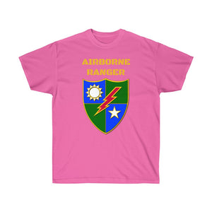 Unisex Ultra Cotton Tee - Airborne Ranger with Crest - Airborne Infantry - Mass Tactical Airborne Operation with Ranger Infantry Branch