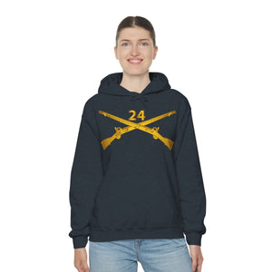 Unisex Heavy Blend Hooded Sweatshirt - Army - 24th Infantry Regiment Branch Wo Txt