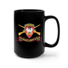 Load image into Gallery viewer, Black Mug 15oz - Army - 555th Parachute Infantry Battalion - SSI - Black - Red w Br - Ribbon X 300
