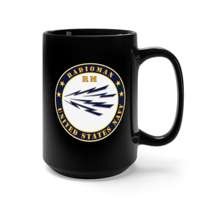 Black Mug 15oz - Navy - Radioman - RM - US Navy