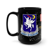 Load image into Gallery viewer, Black Mug 15oz - Army - 160th Special Operations Aviation Regiment (Airborne) - Night Stalkers - Death Waits in the Dark
