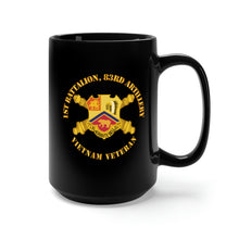 Load image into Gallery viewer, Black Mug 15oz - Army - 1st Bn 83rd Artillery - Vietnam Vet w DUI w Branch
