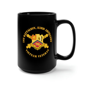 Black Mug 15oz - Army - 1st Bn 83rd Artillery - Vietnam Vet w DUI w Branch