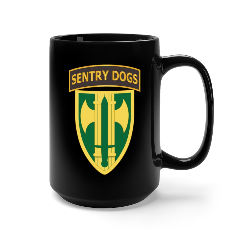 Black Mug 15oz - Army - 18th MP Brigade - Sentry Dogs Tab wo Txt