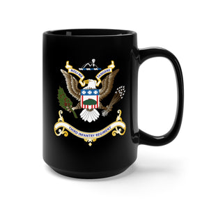 Black Mug 15oz - Army - Regimental Colors - 3rd Infantry Regimental Colors wo Flag V1