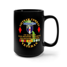 Load image into Gallery viewer, Black Mug 15oz - Army - Vietnam Combat Vet - 1st Bn 61st Infantry - 5th Inf Div SSI
