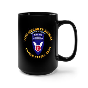 Black Mug 15oz - 11th Airborne Division - Arctic Angels w Arctic Tab X 300