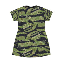 Load image into Gallery viewer, All Over Print T-Shirt Dress - Military Tiger Stripe Jungle Camouflage
