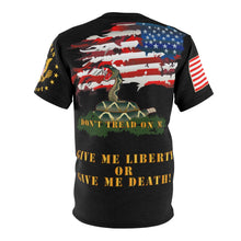 Load image into Gallery viewer, All Over Printing - American Patriot - Spirit of 76 - Don&#39;t Tread on Me - Tattered US Flag
