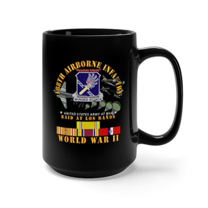 Black Mug 15oz - Army - 188th Airborne Infantry - Raid at Los Baños W Jumpers - WWII w PAC SVC X 300