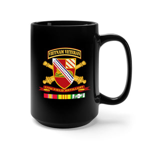 Black Mug 15oz - Army - 17th Field Artillery w Br - Ribbon VN SVC Vet Tab