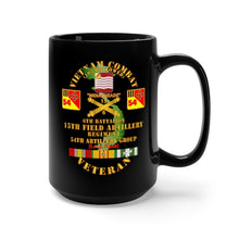 Load image into Gallery viewer, Black Mug 15oz - Army - Vietnam Combat Vet - 6th Bn 15th Artillery - 54th Artillery Group w105mm
