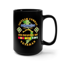 Load image into Gallery viewer, Black Mug 15oz - Army - Vietnam Combat Infantry Veteran w 4th Inf Div SSI V1
