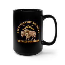 Load image into Gallery viewer, Black Mug 15oz - Army - 24th Infantry Regiment - Buffalo Soldiers w 24th Inf Branch Insignia
