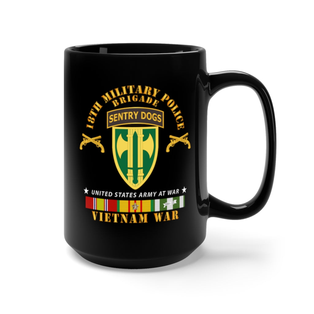 Black Mug 15oz - Army - 18th MP Brigade - Sentry Dogs Tab - Vietnam w VN SVC