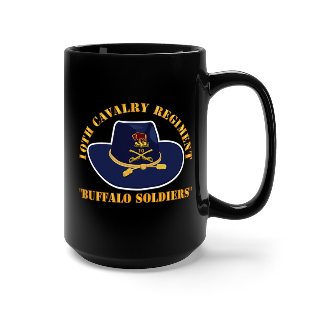 Black Mug 15oz - Army - 10th Cavalry Regiment - Buffalo Soldiers