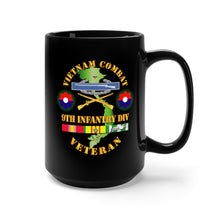 Load image into Gallery viewer, Black Mug 15oz - Vietnam Combat Infantry Veteran w 9th Inf Div SSI V1
