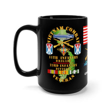 Load image into Gallery viewer, Black Mug 15oz - 11th Infantry Brigade - Vietnam War Veteran with Jungle Patrol, Combat Infantryman Badge,Vietnam SVC Ribbons
