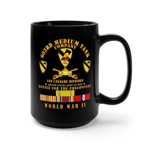 Black Mug 15oz - Army - 603rd Medium Tank Co - 1st Cav - Phil - WWII w PAC SVC