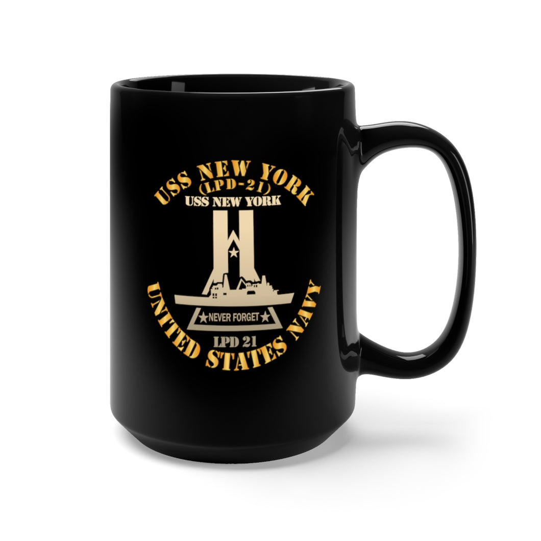 Black Mug 15oz - Navy - USS New York (LPD-21) X 300