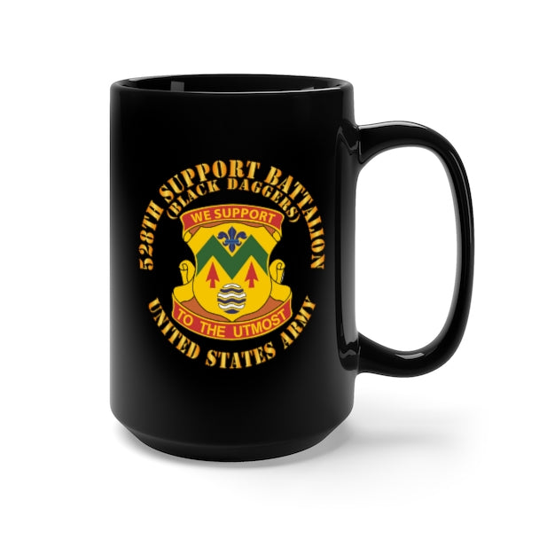 Black Mug 15oz - Army - 528th Support Battalion - DUI - Black Daggers X 300