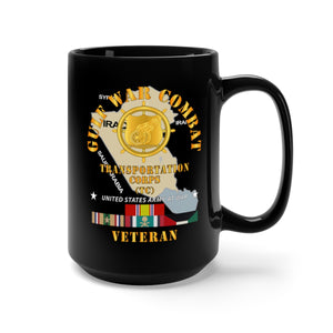 Black Mug 15oz - Army - Gulf War Combat Vet  - Transportation Corps X 300