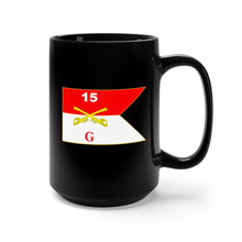 Load image into Gallery viewer, Black Mug 15oz - Army - G Troop Guidon - 15th Cavalry Regiment
