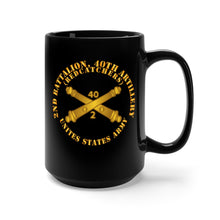 Load image into Gallery viewer, Black Mug 15oz - Army - 2nd Bn 40th Artillery - Redcatchers - US Army w DUI w Branch
