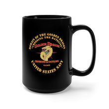 Load image into Gallery viewer, Black Mug 15oz - Navy - Domain of the Golden Dragon X 300
