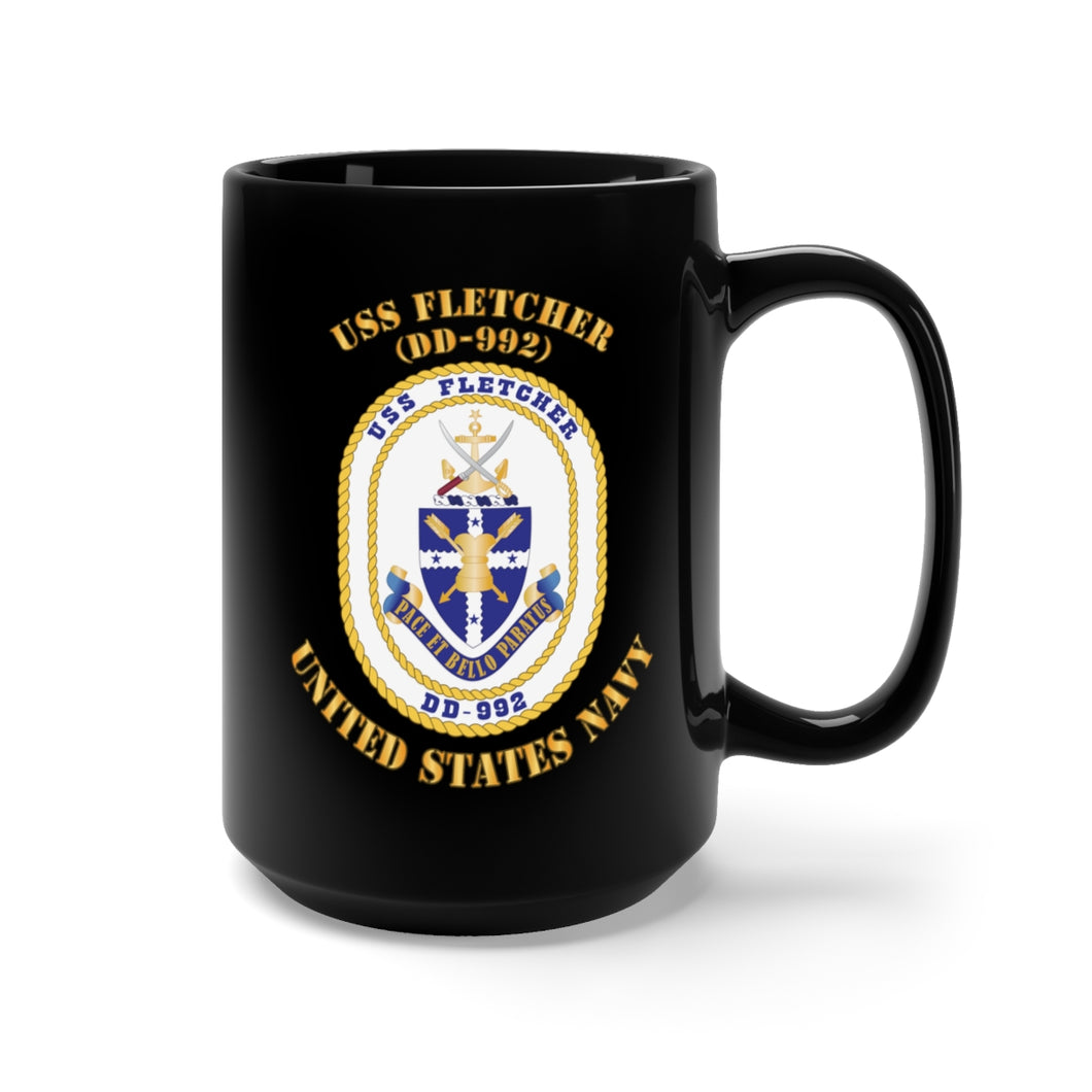 Black Mug 15oz - Navy - USS Fletcher (DD 992) X 300