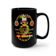 Load image into Gallery viewer, Black Mug 15oz - Army - Vietnam Combat Vet - 6th Bn 15th Artillery - 23rd Artillery Group w105mm
