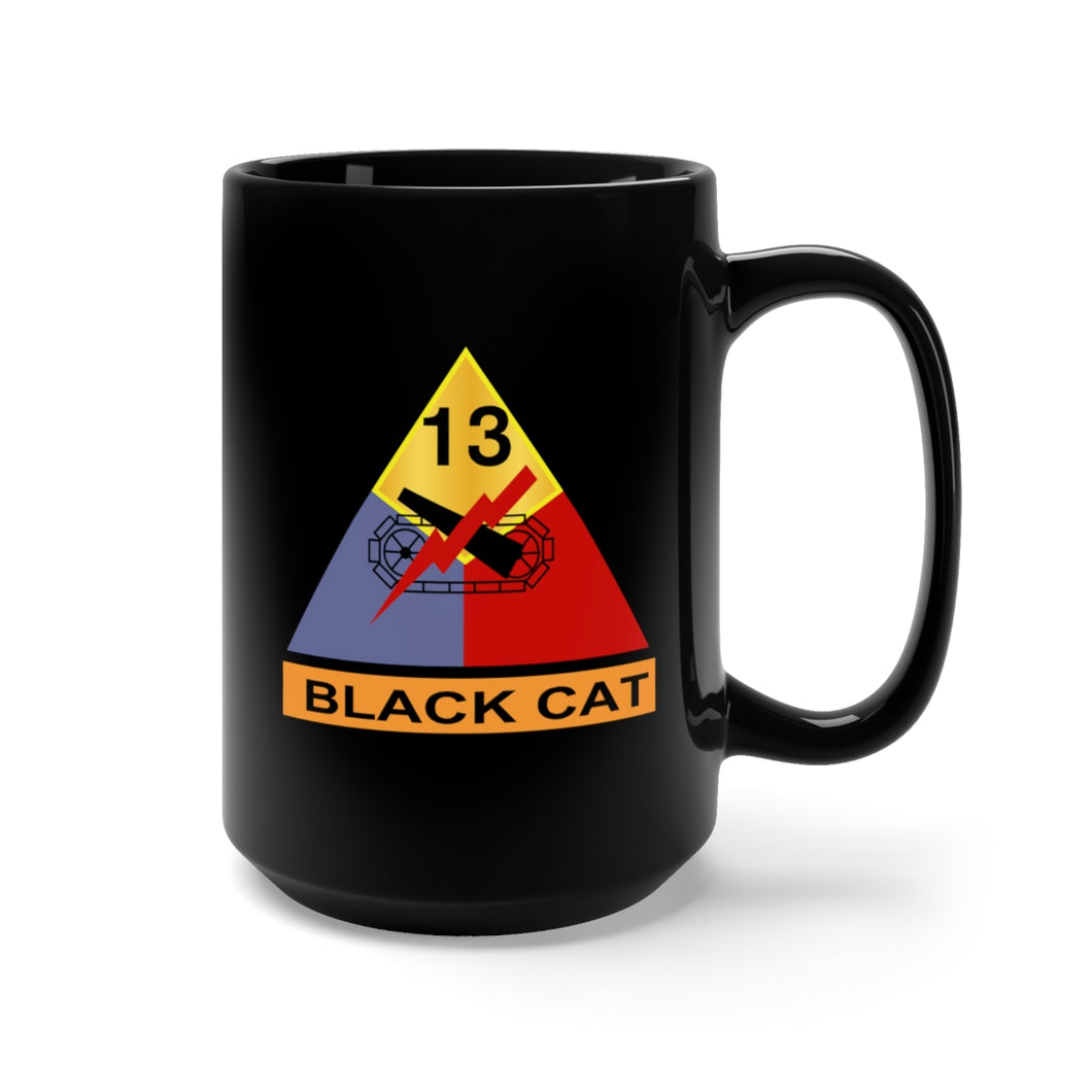 Black Mug 15oz - Army - 13th Armored Division - Black Cat wo Txt