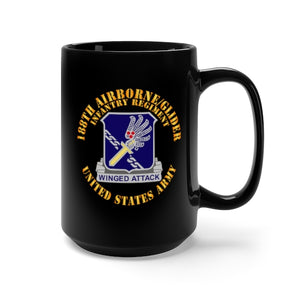 Black Mug 15oz - Army  - 188th Airborne - Glider Infantry Regiment - DUI X 300