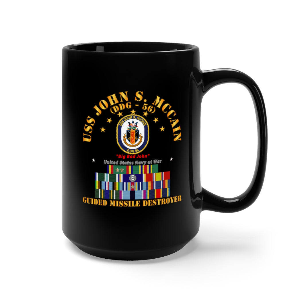 Black Mug 15oz - Navy - Destroyer - USS John S McCain - Ships Ribbons