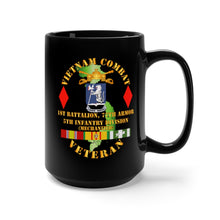 Load image into Gallery viewer, Black Mug 15oz - Vietnam Combat Vet - 1st Bn 77th Armor - 5th Inf Div SSI
