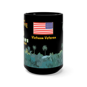 Black Mug 15oz -Army - Long Range Reconnaissance Patrol (LRRP) - Vietnam Veteran with Vietnam Service Ribbons