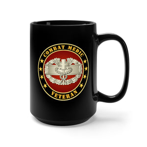 Black Mug 15oz - Army - Combat Medic Veteran